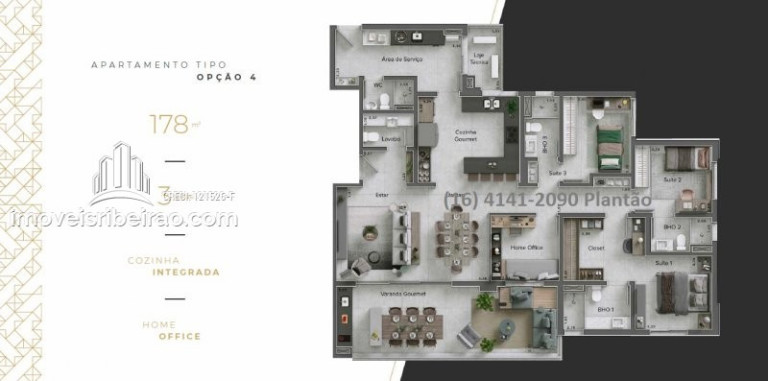 Imagem Apartamento com 3 Quartos à Venda, 178 m² em Bonfim Paulista - Ribeirão Preto