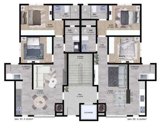 Imagem Apartamento com 2 Quartos à Venda, 64 m² em Tijucas