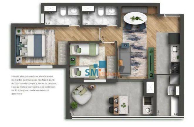 Imagem Apartamento com 2 Quartos à Venda, 63 m² em Vila Firmiano Pinto - São Paulo