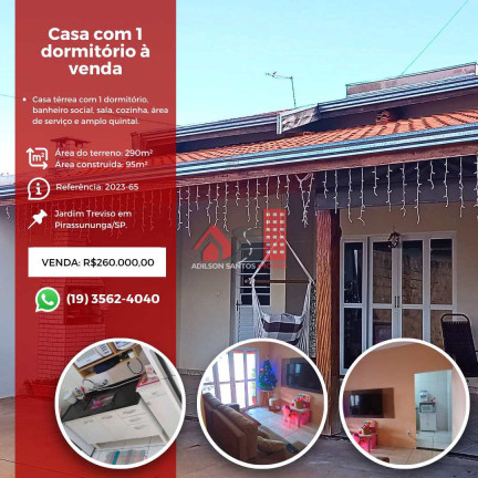 Casa com 1 Quarto à Venda, 290 m² em Jardim Treviso - Pirassununga