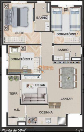 Apartamento com 2 Quartos à Venda, 58 m² em Centro - Guarulhos