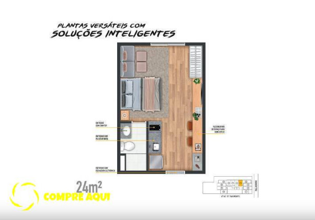 Imagem Apartamento com 1 Quarto à Venda, 24 m² em Higienópolis - São Paulo