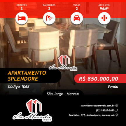 Foto do imóvel Apartamento com 3 Quartos à Venda, 96 m² em São Jorge - Manaus