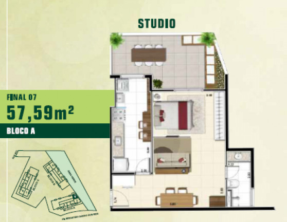 Imagem Apartamento com 1 Quarto à Venda, 57 m² em Jardim Tupanci - Barueri