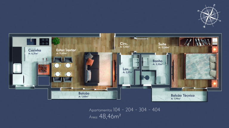 Imagem Apartamento com 1 Quarto à Venda, 48 m² em Centro - Canela