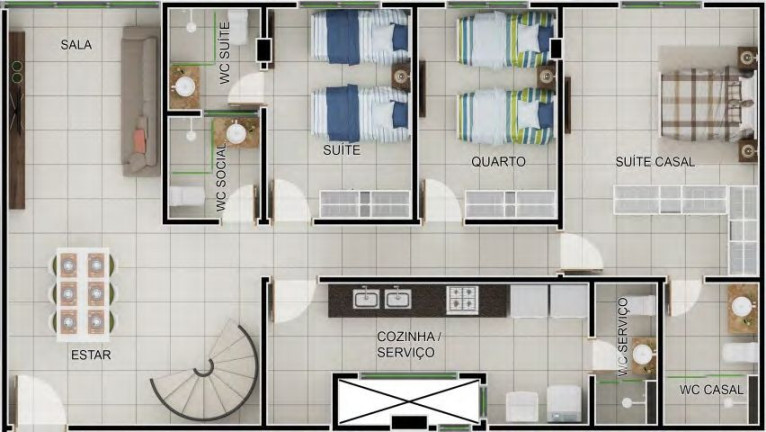 Imagem Apartamento com 1 Quarto à Venda, 67 m² em Bessa - João Pessoa