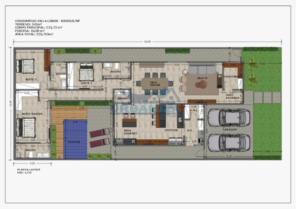 Casa à Venda, 223 m² em Condominio Residencial Villa Lobos - Birigui