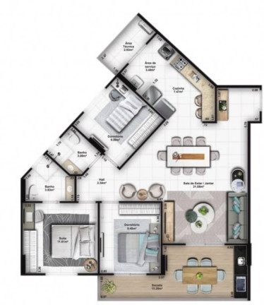 Imagem Apartamento com 3 Quartos à Venda, 108 m² em Guilhermina - Praia Grande