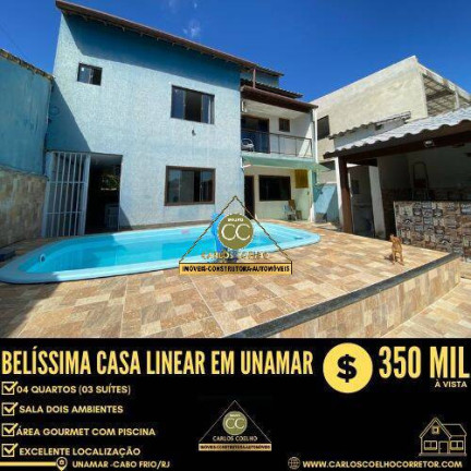 Casa de Condomínio com 4 Quartos à Venda, 250 m² em Unamar (tamoios) - Cabo Frio