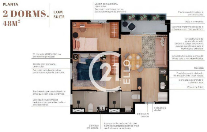 Apartamento com 2 Quartos à Venda, 48 m² em Moema - São Paulo