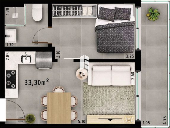 Imagem Imóvel com 1 Quarto à Venda, 33 m² em Camobi - Santa Maria
