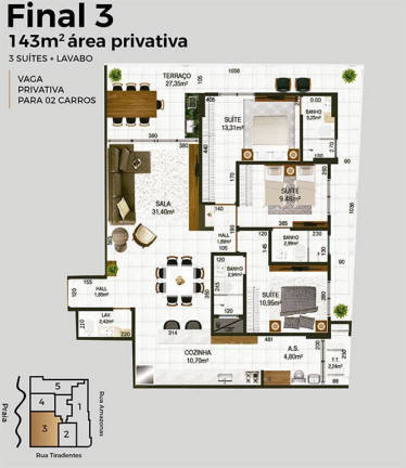 Imagem Apartamento com 3 Quartos à Venda, 143 m² em Forte - Praia Grande