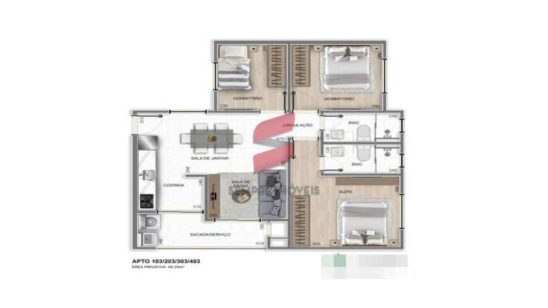 Imagem Apartamento com 3 Quartos à Venda, 68 m² em Centro - Pinhais