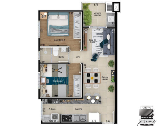 Imagem Apartamento com 2 Quartos à Venda, 48 m² em Vila Carvalho - Sorocaba