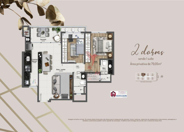 Imagem Apartamento com 2 Quartos à Venda, 7.405 m² em Kobrasol - São José Imagem Apartamento com 2 Quartos à Venda, 7.405 m² em Kobrasol - São José