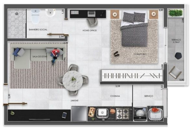 Apartamento com 2 Quartos à Venda, 48 m² em Vila Carrão - São Paulo