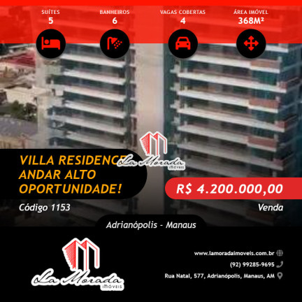 Apartamento com 5 Quartos à Venda, 368 m² em Adrianópolis - Manaus