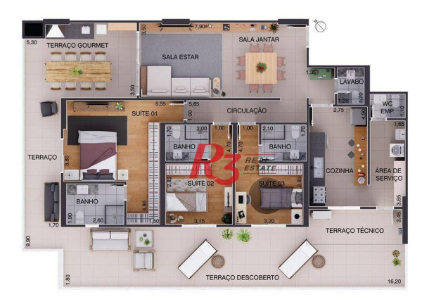 Imagem Apartamento com 3 Quartos à Venda, 170 m² em Aparecida - Santos