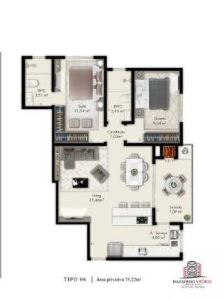 Imagem Apartamento com 2 Quartos à Venda, 68 m² em Pagani - Palhoça