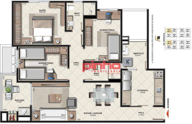 Imagem Apartamento com 3 Quartos à Venda, 107 m² em Barreiros - São José