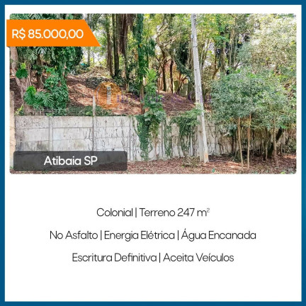Terreno à Venda, 247 m² em Chácara Parque São Pedro - Atibaia