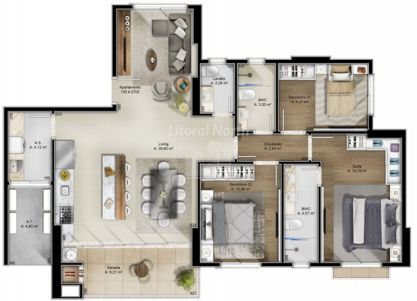 Imagem Apartamento com 3 Quartos à Venda, 122 m² em Fazenda - Itajaí