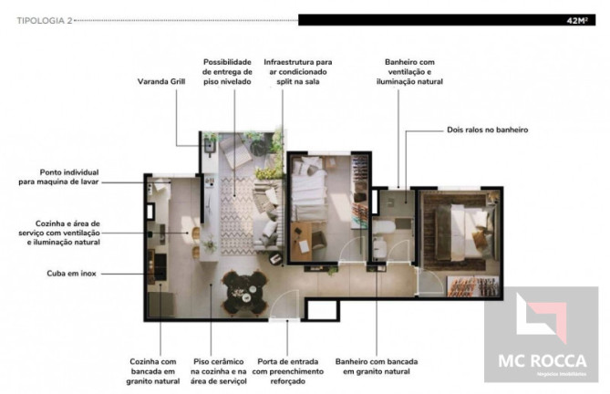 Imagem Apartamento com 2 Quartos à Venda, 42 m²