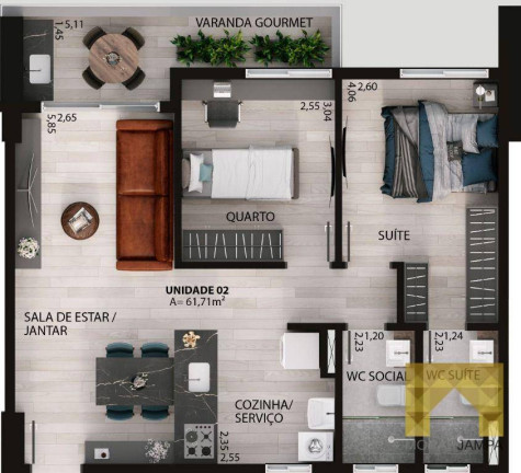 Imagem Apartamento com 2 Quartos à Venda, 62 m² em Bessa - João Pessoa Imagem Apartamento com 2 Quartos à Venda, 62 m² em Bessa - João Pessoa