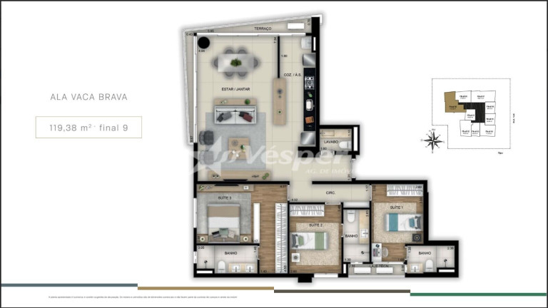 Imagem Apartamento com 3 Quartos à Venda, 119 m² em Setor Bueno - Goiânia