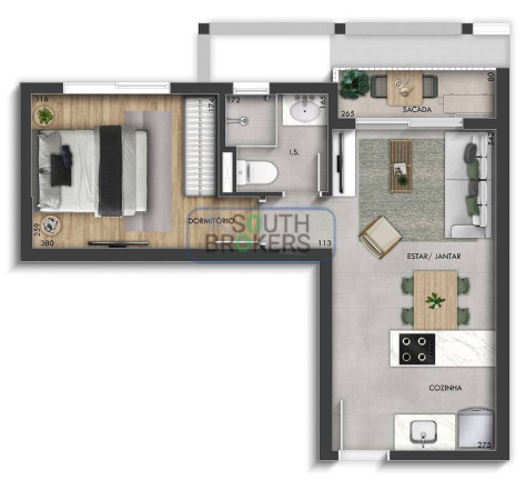 Imagem Apartamento com 1 Quarto à Venda, em Centro Cívico - Curitiba Imagem Apartamento com 1 Quarto à Venda, em Centro Cívico - Curitiba