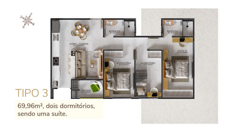 Imagem Apartamento com 3 Quartos à Venda, 69 m² em Morretes - Itapema
