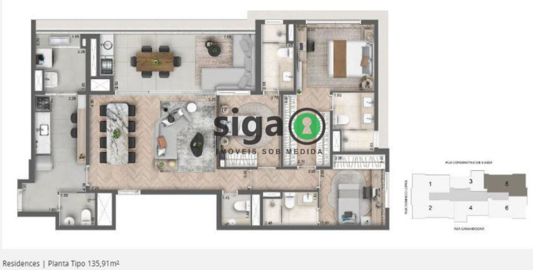 Apartamento com 3 Quartos à Venda, 135 m² em Campo Belo - São Paulo