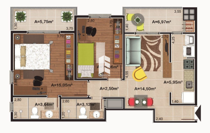 Imagem Apartamento com 2 Quartos à Venda, 60 m² em Camobi - Santa Maria