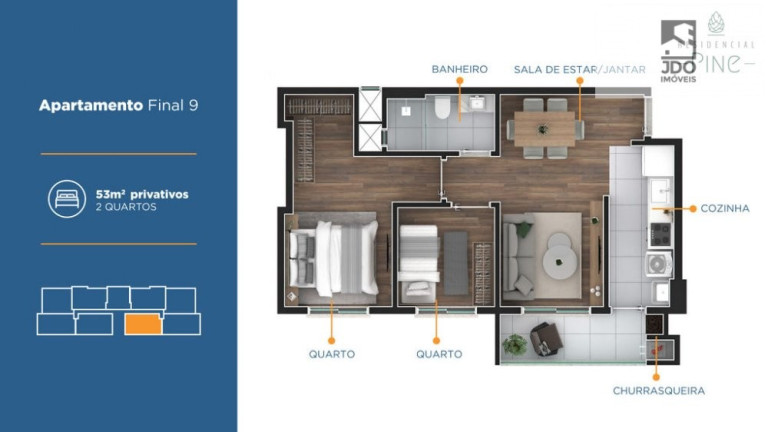 Imagem Apartamento com 2 Quartos à Venda, 53 m² em Santa Quiteria - Curitiba