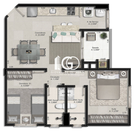 Imagem Apartamento com 2 Quartos à Venda, 65 m² em São Luiz - Criciúma Imagem Apartamento com 2 Quartos à Venda, 65 m² em São Luiz - Criciúma
