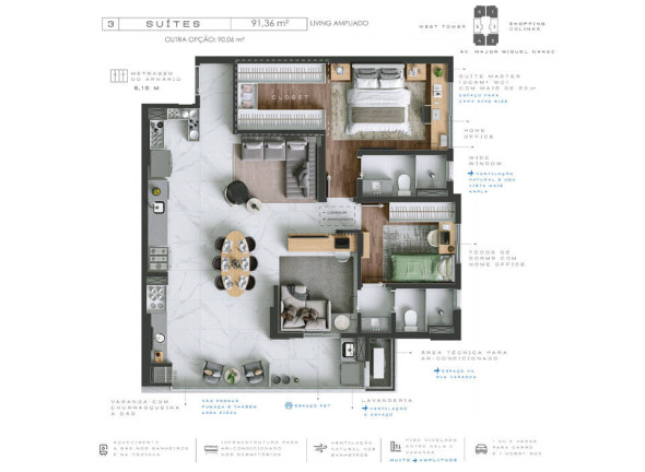 Imagem Apartamento com 3 Quartos à Venda, em Jardim Das Colinas - São José Dos Campos Imagem Apartamento com 3 Quartos à Venda, em Jardim Das Colinas - São José Dos Campos