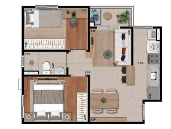 Imagem Apartamento com 2 Quartos à Venda, 44 m² em Recreio São Judas Tadeu - São Carlos