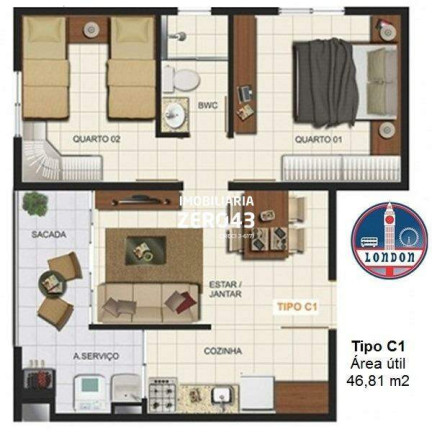 Imagem Apartamento com 2 Quartos à Venda, 47 m² em Taliana - Londrina