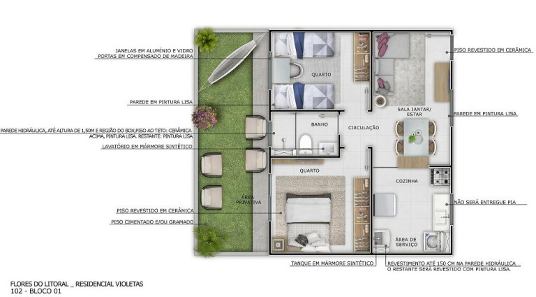 Imagem Apartamento com 2 Quartos à Venda, 44 m² em Bela Vista - Palhoça