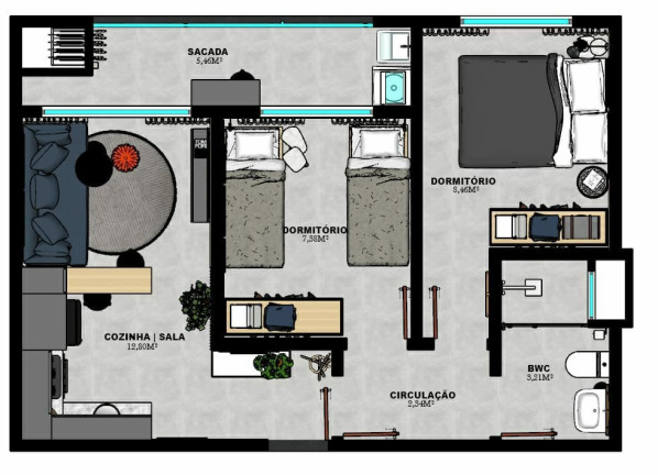 Imagem Apartamento com 2 Quartos à Venda, 47 m² em Albatroz - Matinhos
