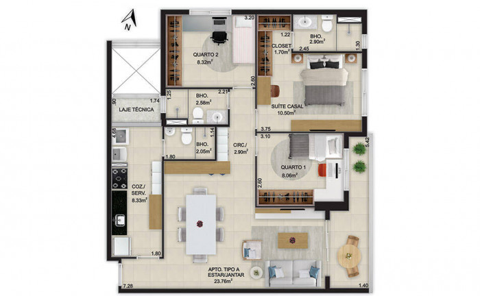 Imagem Apartamento com 2 Quartos à Venda, 61 m² em Joaquim Távora - Fortaleza