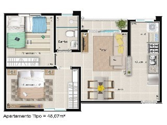 Imagem Imóvel com 2 Quartos à Venda, 48 m² em Bonfim Paulista - Sao Fernando - Ribeirão Preto