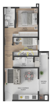 Imagem Imóvel com 2 Quartos à Venda, 57 m² em Saguaçu - Joinville