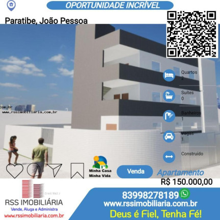 Apartamento com 2 Quartos à Venda, 50 m² em Paratibe - João Pessoa