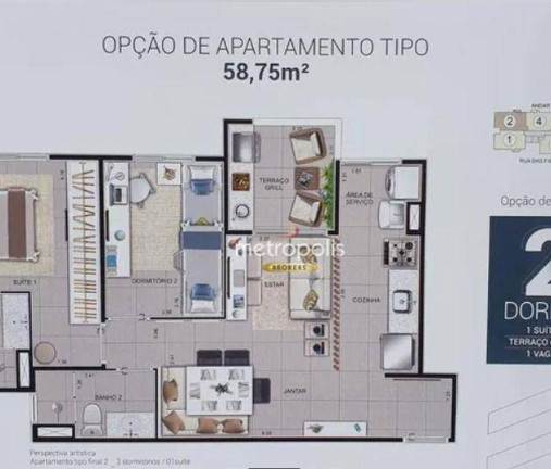 Imagem Apartamento com 2 Quartos à Venda, 59 m² em Jardim - Santo André