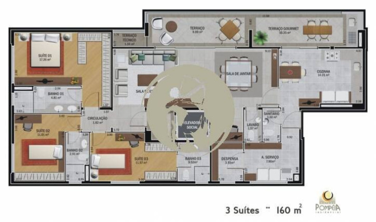 Imagem Apartamento com 3 Quartos à Venda, 160 m² em Pompeia - Santos Imagem Apartamento com 3 Quartos à Venda, 160 m² em Pompeia - Santos
