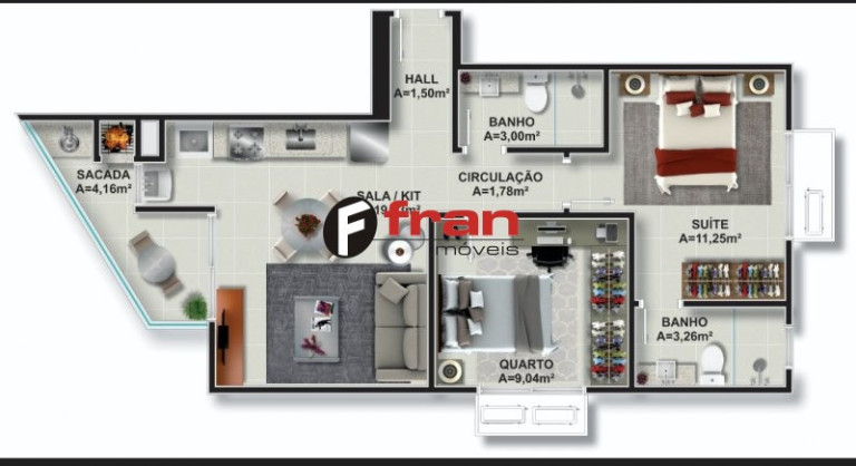 Imagem Apartamento com 1 Quarto à Venda, 53 m² em Itacorubi - Florianópolis