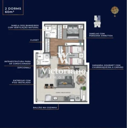Imagem Apartamento com 2 Quartos à Venda, 60 m² em Jardim América - São José Dos Campos