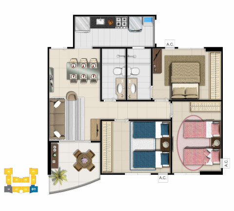Imagem Apartamento com 3 Quartos à Venda, 67 m² em Praia De Itaparica - Vila Velha