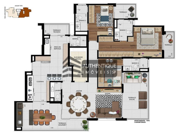 Imagem Apartamento com 3 Quartos à Venda, 161 m² em Campestre - Santo André